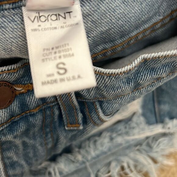 Sexy Women’s Small cut off distressed high rise denim jean shorts Made in the US - Picture 4 of 5